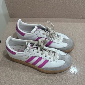 Adidas girls Samba White and Pink Sneakers